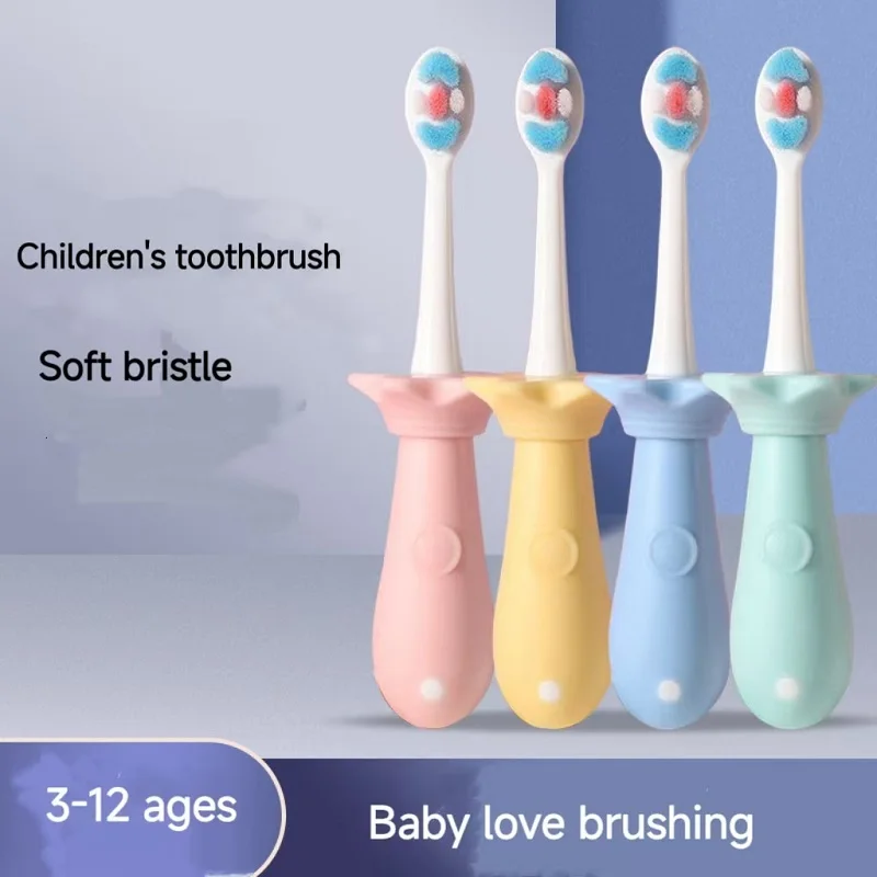 

New Candy Color Kid's Toothbrush Premium Soft Bristle Toothbrush 3-12 Years Old Special Toothbrush Tongue Brush Tongue Scraper