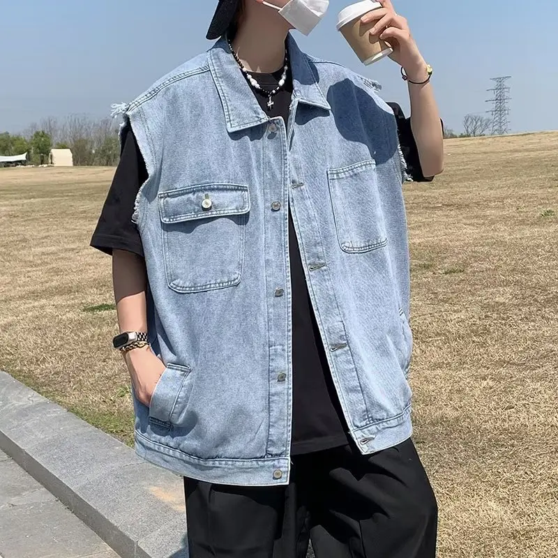 

Spring And Autumn New Vest With Turn-Down Collar Men, Fashionable Standard Trendy Artistic Autumn Japanese Harajuku Ja