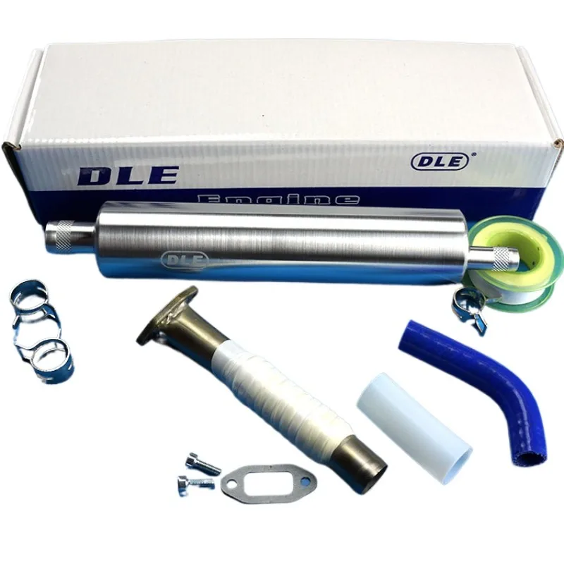 DLE20RA Ensemble de silencieux de tuyau d'échappement long avec accessoires, acier inoxydable haute performance pour moteur à essence d'hélicoptère d'avion RC