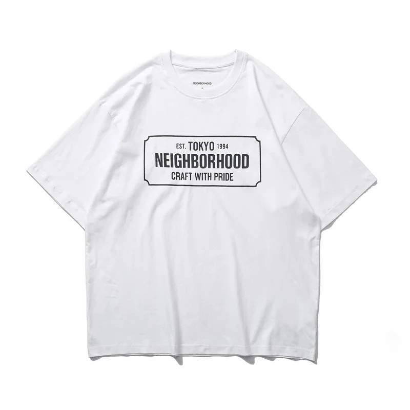 Japanese Tokyo Neighborhood Craft with Pride Men T-shirt   Black White NBHD Cotton Loose T Shirt MenTops Tee