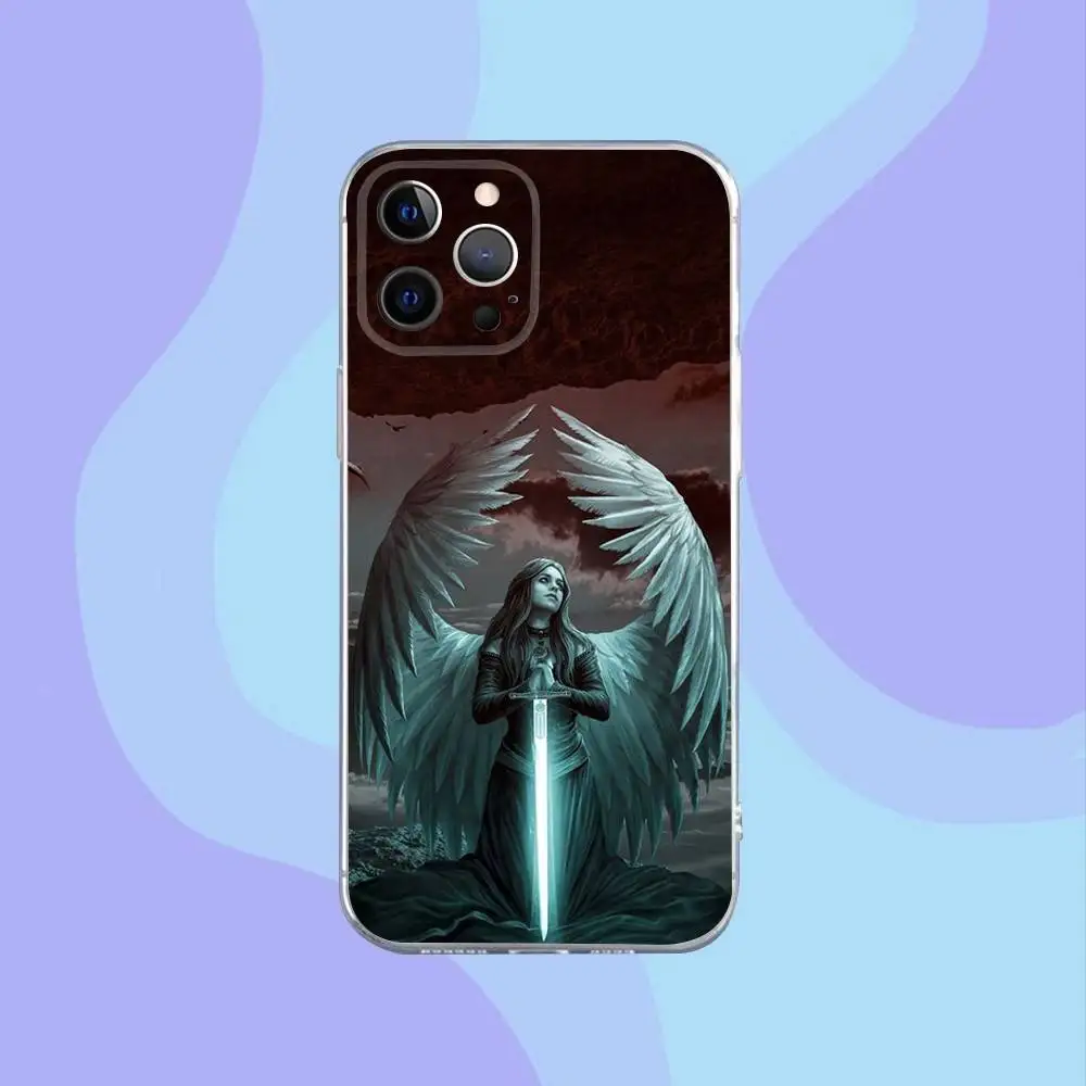 Чехол для телефона Fantasy Angel Girl Wings для iPhone 16,15,14,13,12,11 Pro, Max, Plus, X, XS, XR, SE, мини-прозрачный силиконовый мягкий чехол