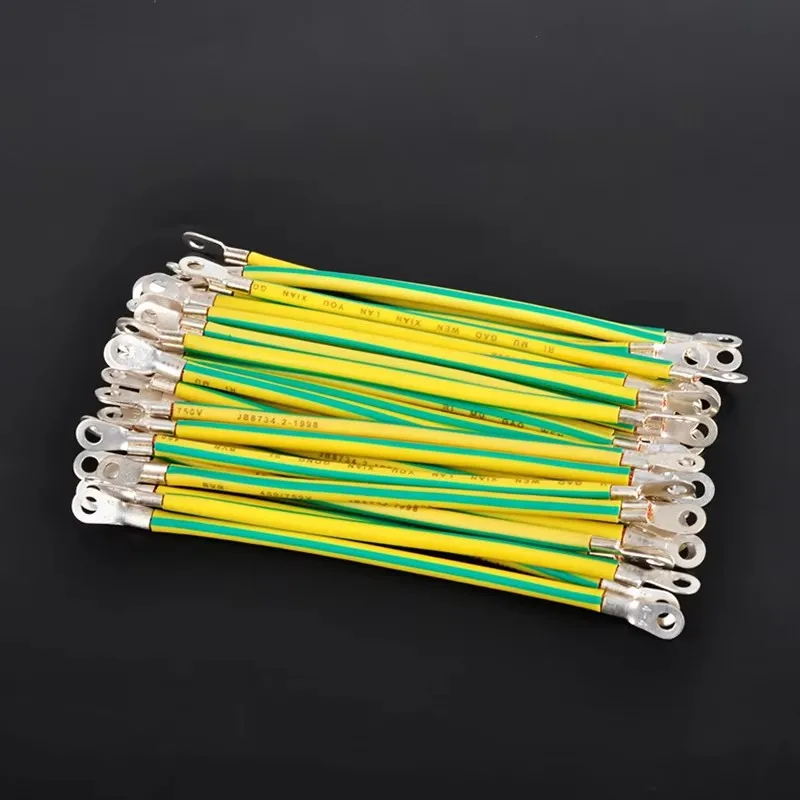 20 pcs BVR Yellow-Green Solar Photovoltaic Grounding Wire  Terminals 10/12/14 AWG Copper PV Cabinet Bridge Leakage Earth Cable