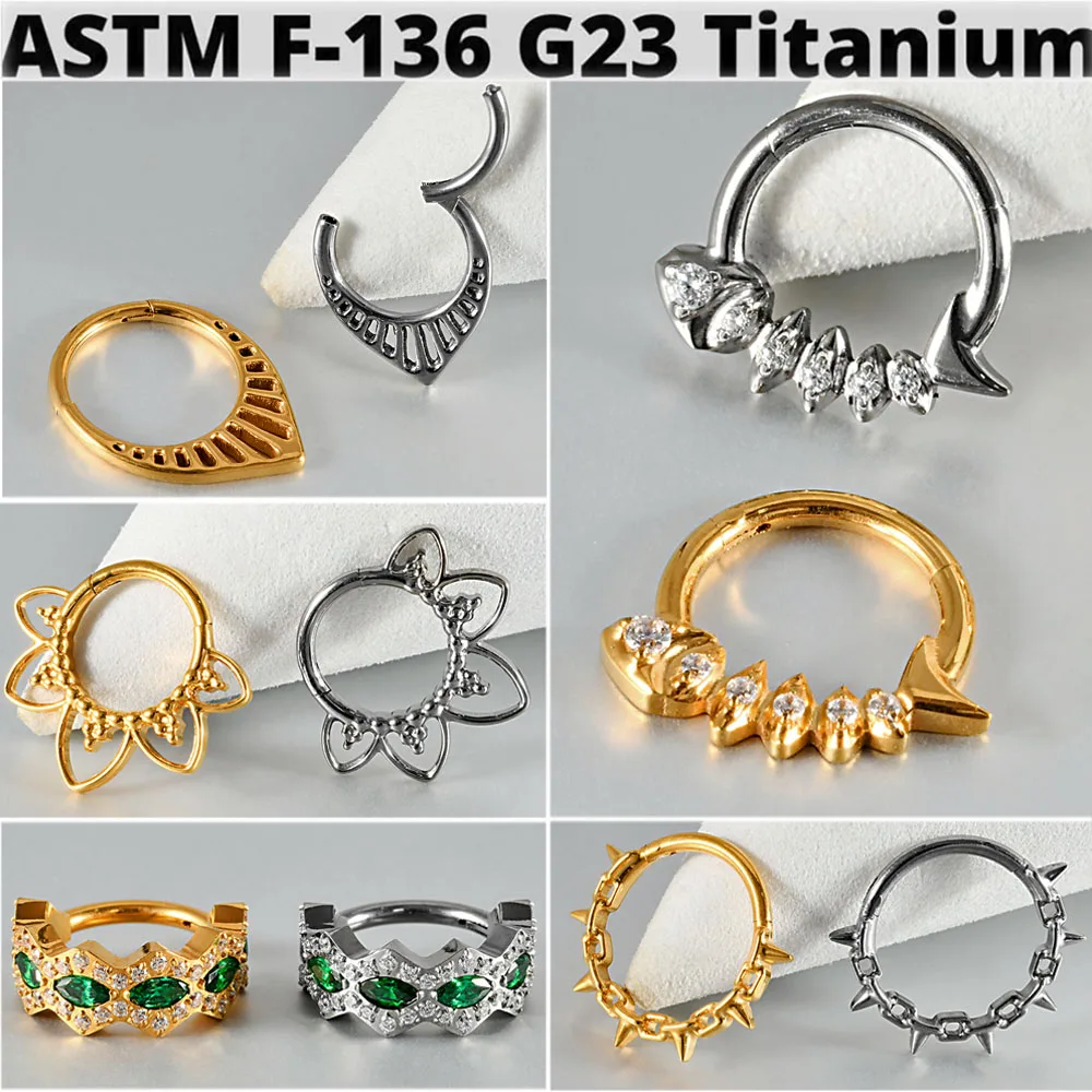 1PC F136 Anillos de Septo de Titanio 16G Lotus Septo Joyería Fishbone Dainty Helix Daith Pendientes para Mujeres Daith Piercing Joyería