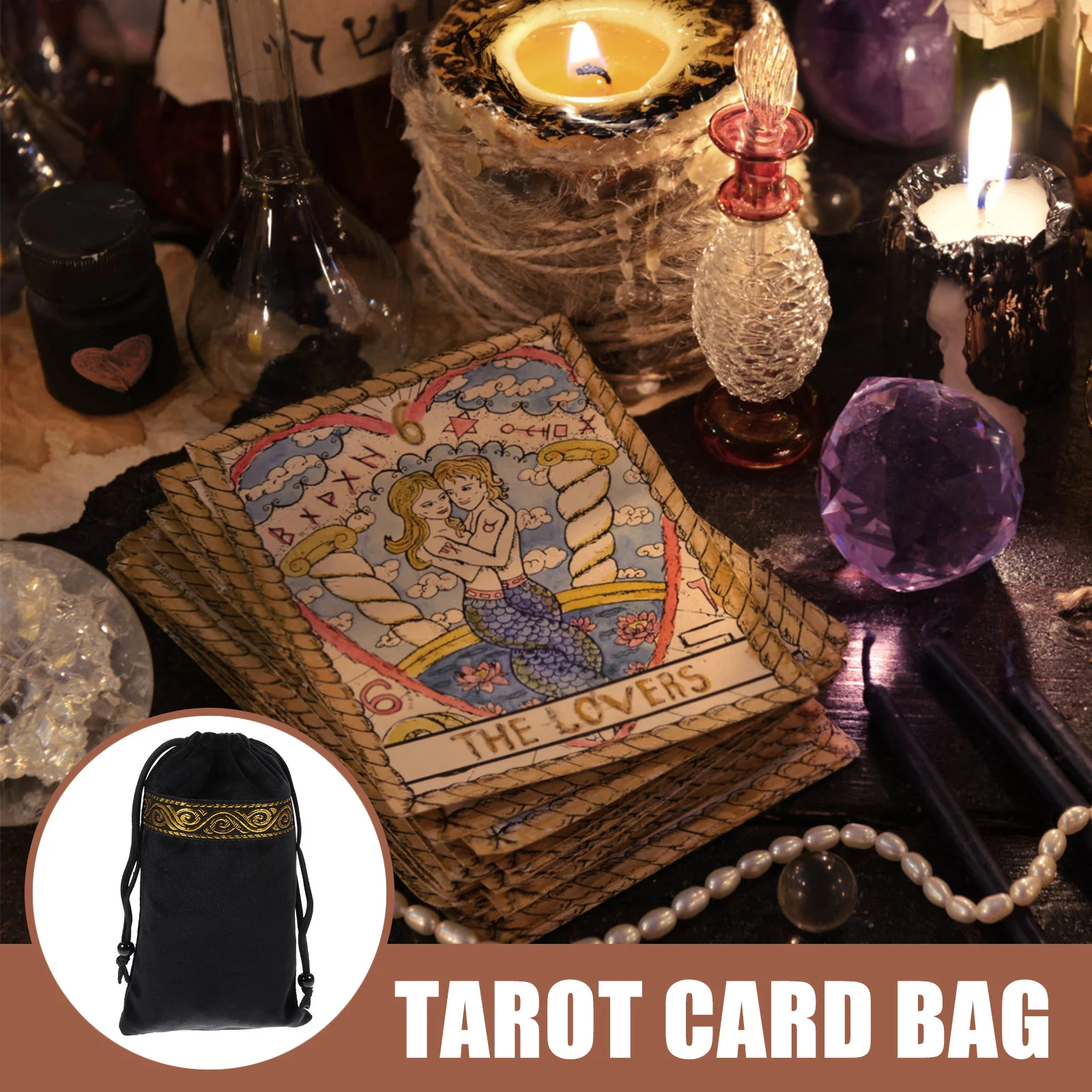 

Small Tarot Cards Bag Functional Drawstring Pouch for Organizing Tarot Decks Game Accessories Jewelry Candy Lightweight Travel