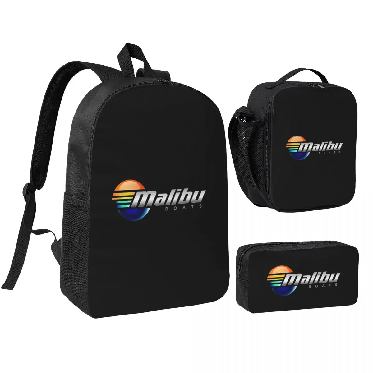 

Malibu Boats POCKET SIDE Backpack Boys Girls BookBag School Bag Shoulder Bags 3ps Insulated Lunch Bag Pencil Case