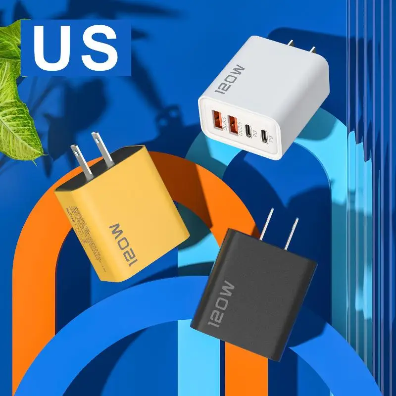 4 Port 120W USB C Fast Charger Station Multi Device Charging PD QC30 Wall Adapter for Phone Home Office