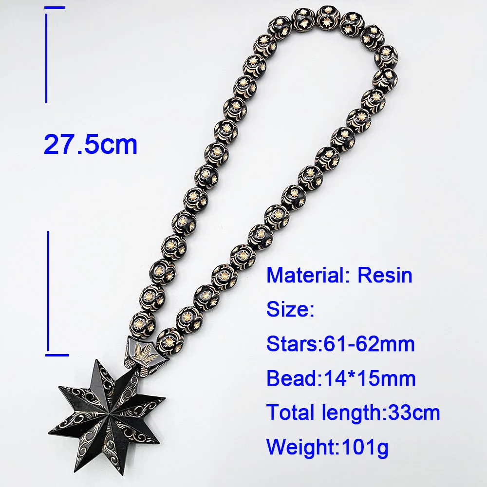 Picture 3: GS155 Octagonal Star Resin DIY Decoration Exquisite Black Gold Beads 3D Concave Pattern Decoration With Meditation Car Pendants