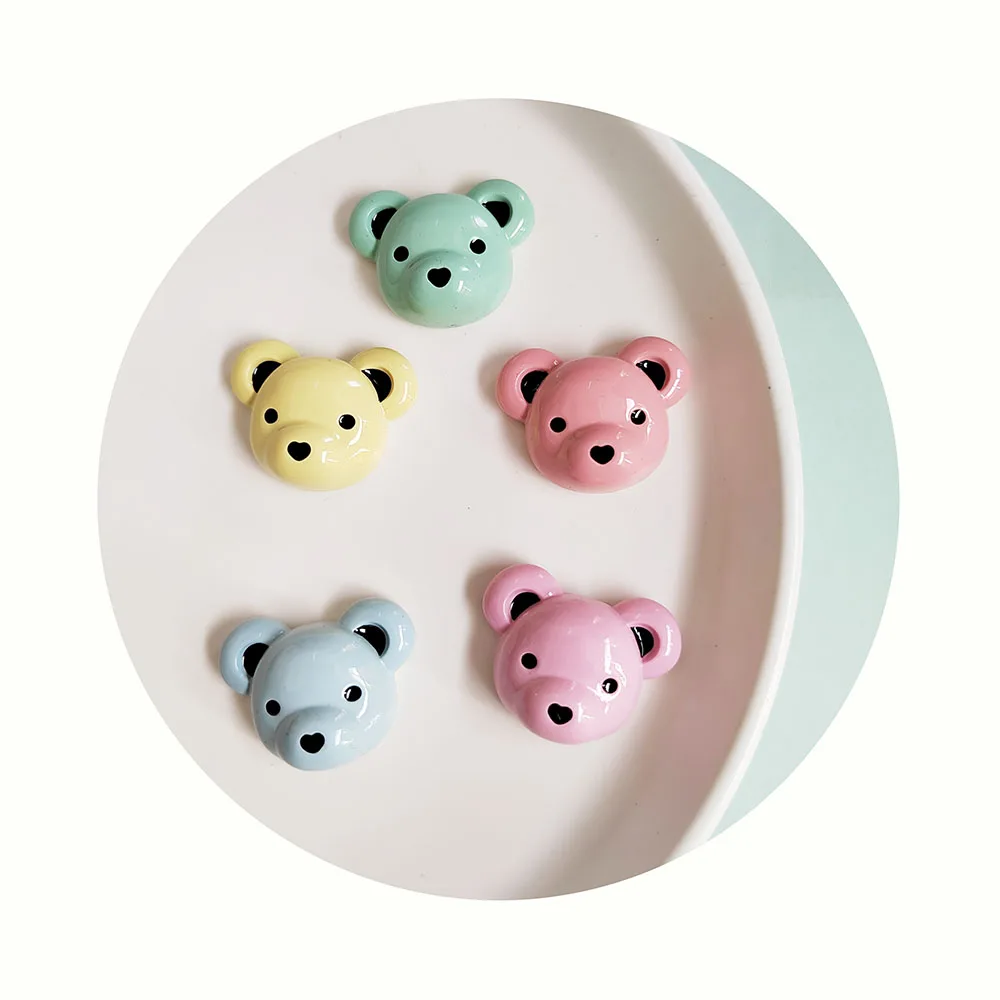 

Cartoon Resin Bear Cabochon Flatback Animal Head Scrapbooking For DIY Hair Bows Center Jewelry Making Accessories Supplies