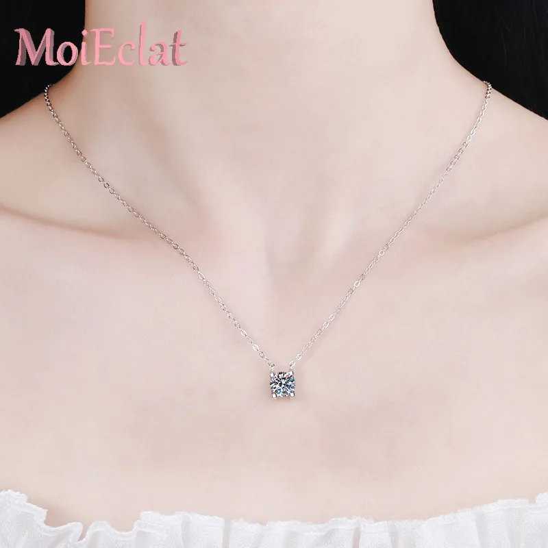 Unieke opvallende 0,5/1/2ct Milgrain-rand Moissanite hanger ketting voor vrouwen, 18K Rose Gold sleutelbeen ketting edelsteen sieraden