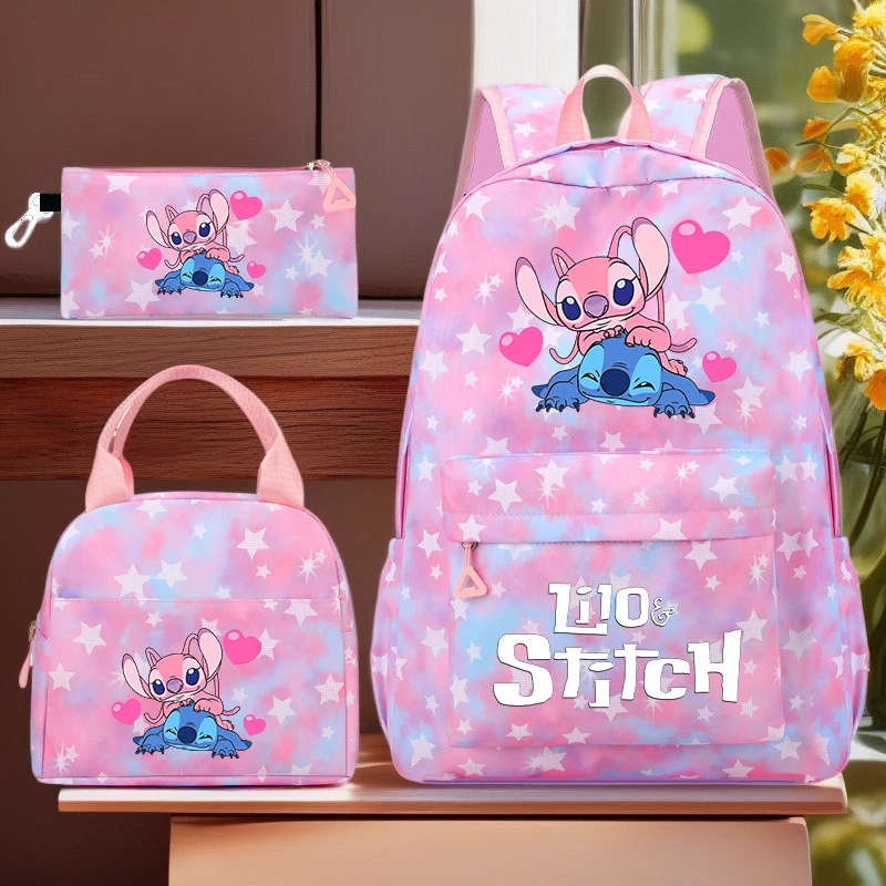 

Lilo Stitch Colorful Backpack 3Pcs/Set for Women Casual School Bags with Lunch Bag Girl Boy Student Teenager Rucksack