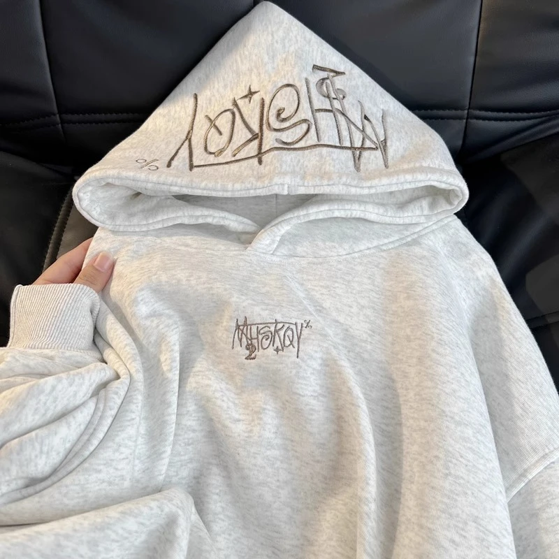

2024 Hooded Sweatshirt Women's Velvet Thickened Autumn and Winter High Street Fashion Brand High-end Advanced Loose Hoodie