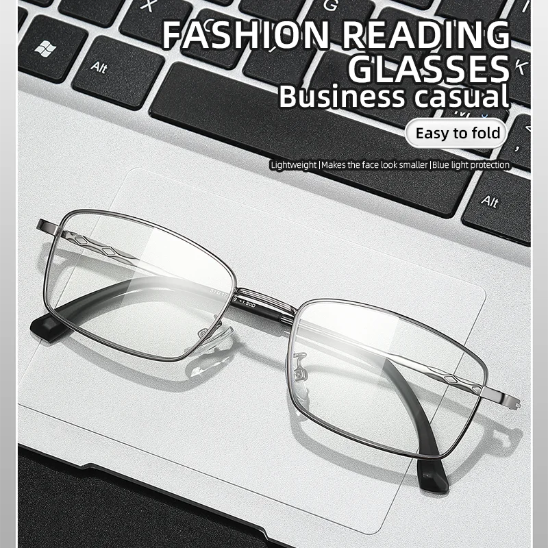 MJYIWANG High Quality Stainless Steel Reading Glasses Men Pr