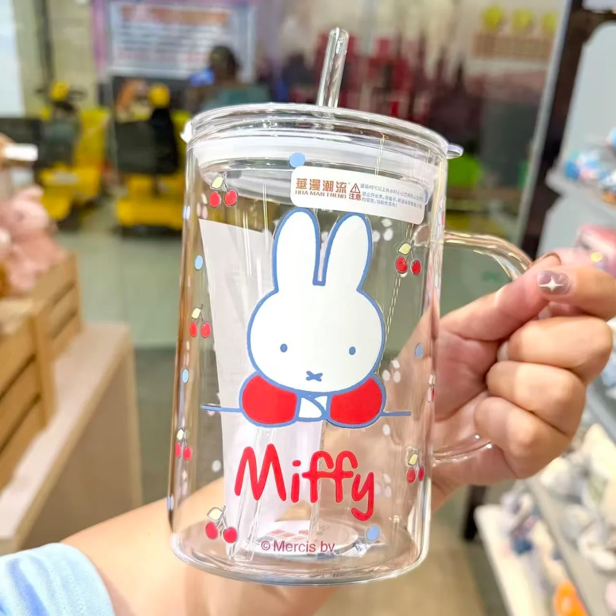 Kawaii Miffy Water Bottle Cute Cartoon Miffy Large-capacity Drinking Cup Handle Cup for Tea and Milk Heat-resistant Water Bottle