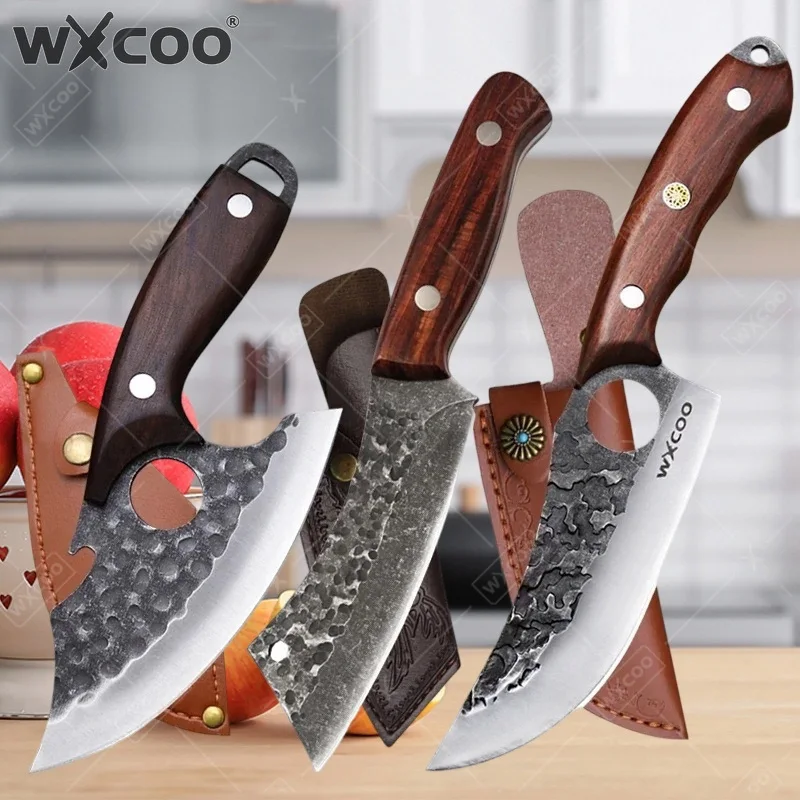 WXCOO Stainless Steel Fillet Knife Boning Kitchen Slicing Knife Multi-Purpose Butcher Fruit Cutter for Fish Meat Cleaver
