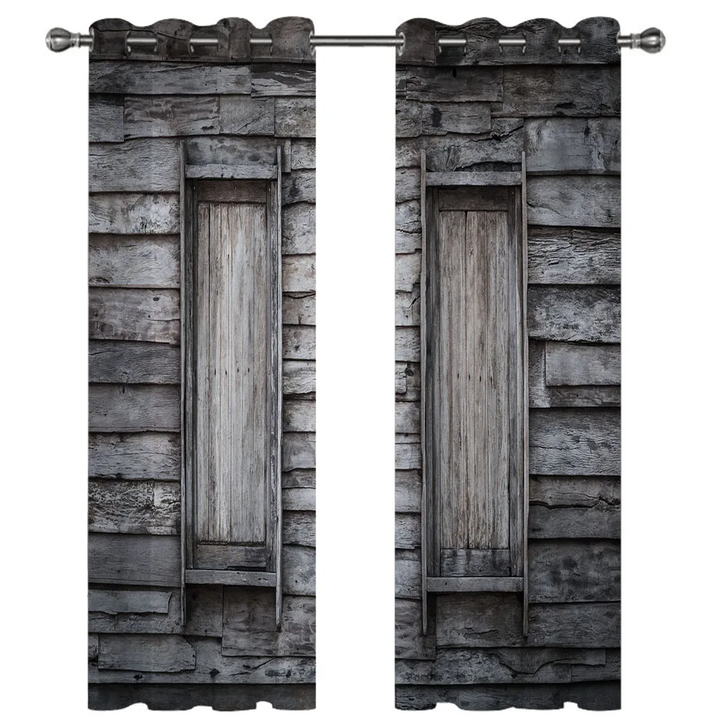 

Детские затемняющие шторы HUANZHUANG, 3D винтажные старые деревянные двери с рисунком, шумоподавление и теплоизоляция