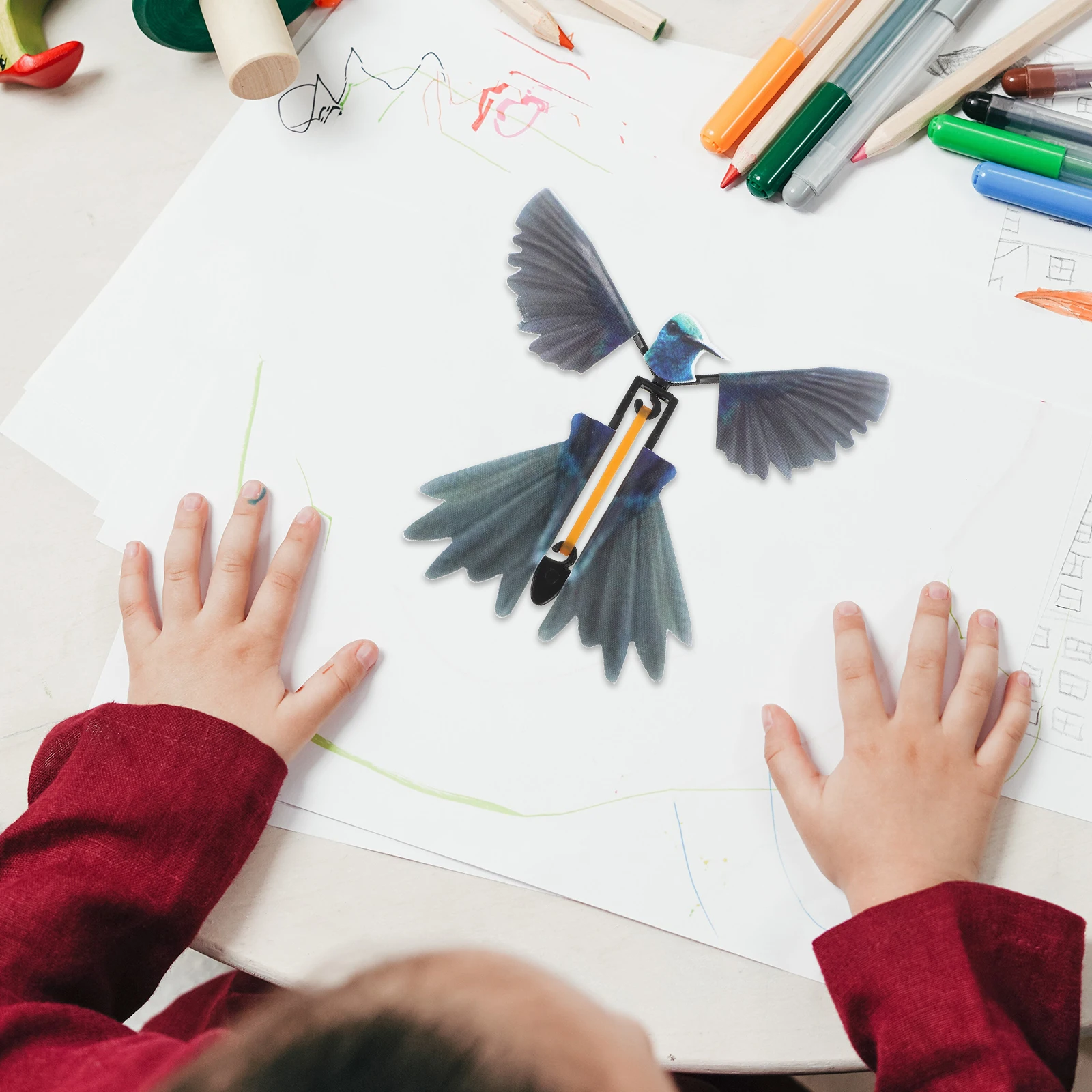 10개 허밍버드 소품 고무줄 동력 비행 조류 파티 선물 축제 공연 장난감 무대 소품