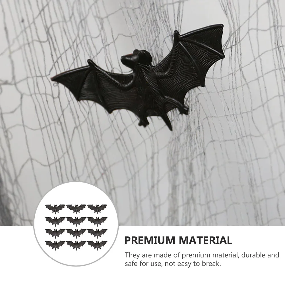 12 Stück simulierte Fledermaus-Dekorationen, Streiche für Kinder, Ornamente, Halloween-Party-Requisiten, Büro