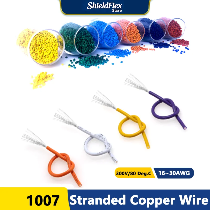 

2~100m 30 28 26 24 22 20 18 16 AWG Copper Cable 1007 Stranded Wire PVC Insulation Tinned Plating 300V for DIY LED Electric Line