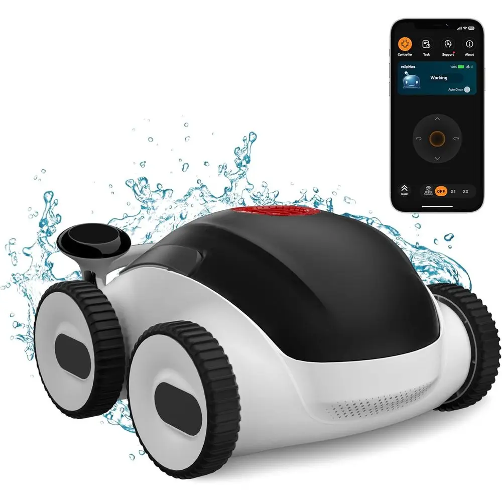Enhanced Cordless Robotic Pool Cleaner, 240-Minute Operation, App-Controlled, Dual-Filter System for Pools Up to 1,076 Sq. Ft.