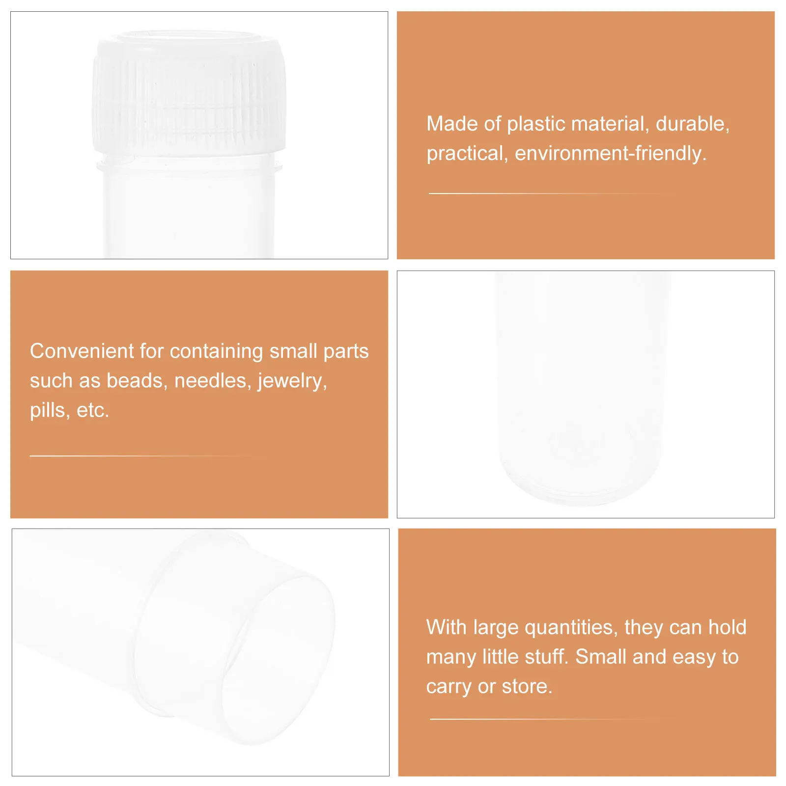 

50pcs Needle Bottle Transparent Plastic Storage Vials Small Hanging Containers for Beads Needles Jewelry Sewing Embroidery DIY