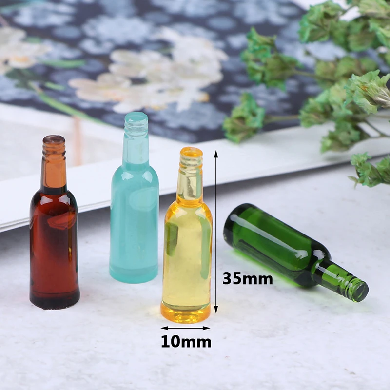 6pcs 1:12 Dollhouse Miniature Beer Wine Drink Bottle Doll Kitchen Accessories For Kids Creative Play