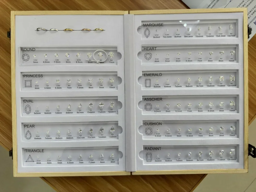 Comparison Chart Acrylic Plate Setting Diamond Dealer Tools 11 Shapes 88 Stones Reference Crushed Ice Cut Cubic Zirconia