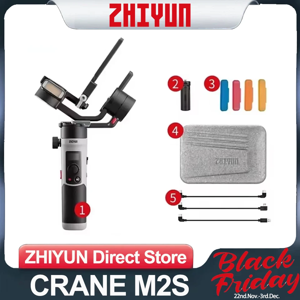 Zhiyun CRANE M2S 3-Axis Anti-Shake Handheld Camera Gimbal Stabilizer Compatible with Mirrorless Camera Actioncams Smartphone