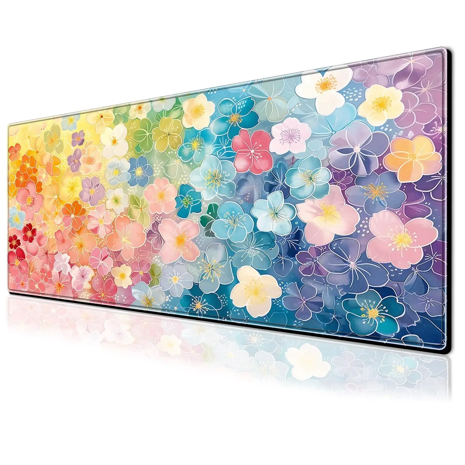 

Colorful Flower Pad Large Desk Mat,Mousepad Extended Non-Slip Rubber Base Keyboard Mat with Stitched Edges for Desk Home Office