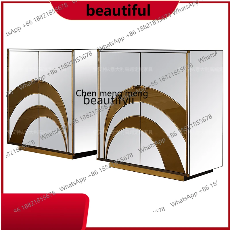 

Italian light luxury mirror shoe cabinet, household door porch cabinet facing the door storage side cabinet H
