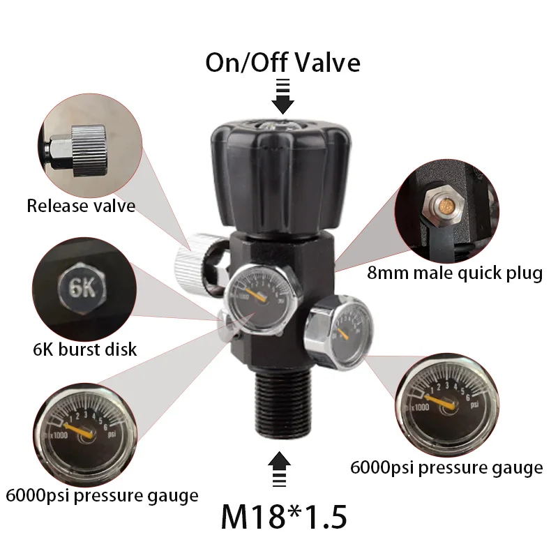 HPA Scuba M18*1.5 Gas Cylinder Refill Filling Charging Adapter Supply Valve 50CM Air Hose 4500PSI 300BAR Softair Station Diving