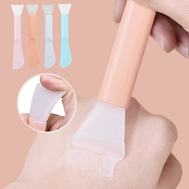 Double Head Silicone Facial Mask Brush Soft Head With Scraper Integrated Dual-Use Mud Film Stirring Stick DIY Film Beauty Tool