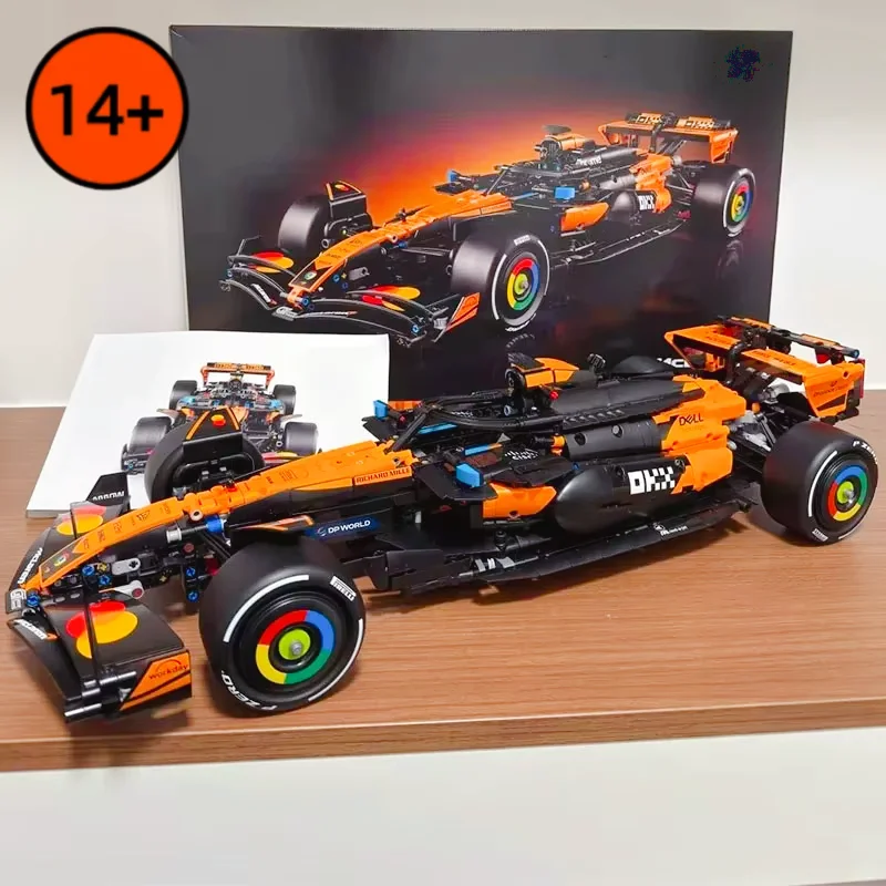 

Новый конструктор 1:8, 1675 деталей, оранжевый гоночный автомобиль, креативный декор для дома, совместим с 42228, подарки для мальчиков и девочек на вечеринку