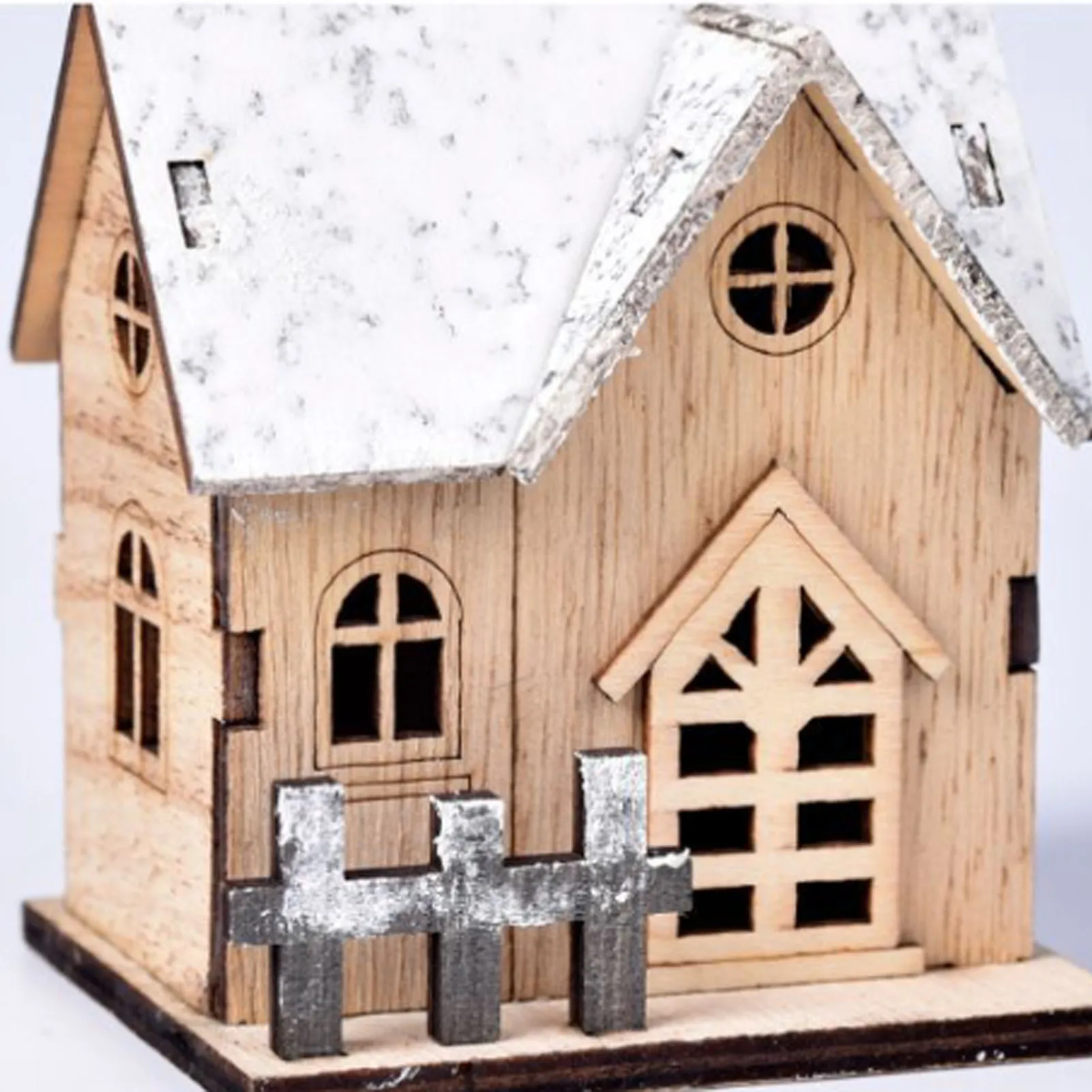 Christmas Wood Village House Easily Personalized Kid Bedroom Decorations Suitable For Living Room Window Cupboard Dinning Table