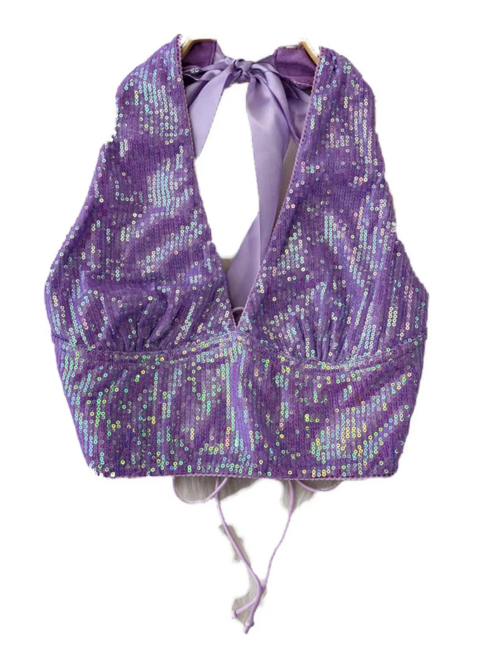 Foamlina americano quente sexy lantejoulas alças halter topo para palco noite clube festa menina y2k brilhante halter suspender colete camis