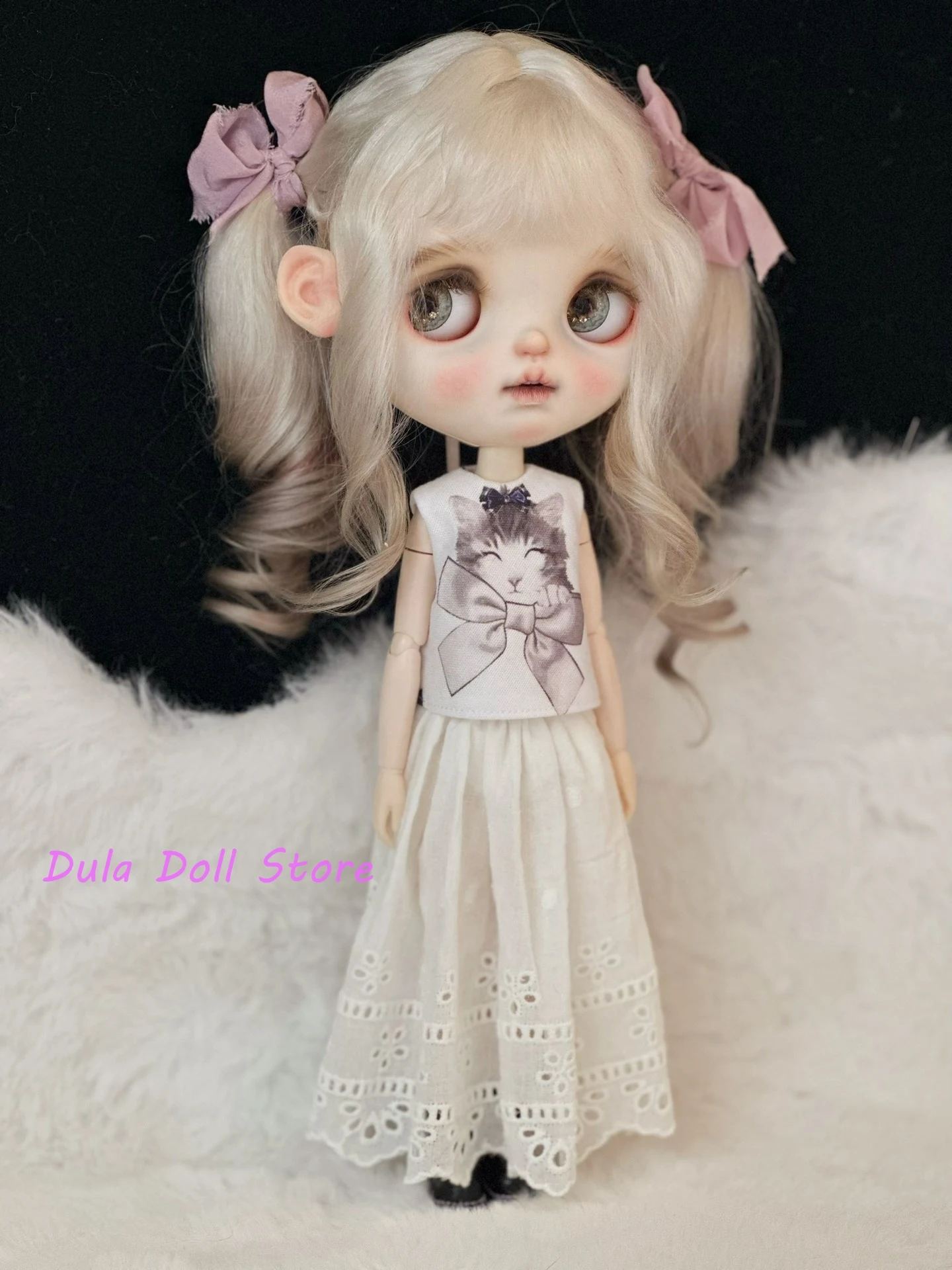 Dula Doll Clothes Dress Cute kitten dress Blythe ob24 ob22 Azone Licca ICY JerryB 1/6 Bjd Doll Accessories