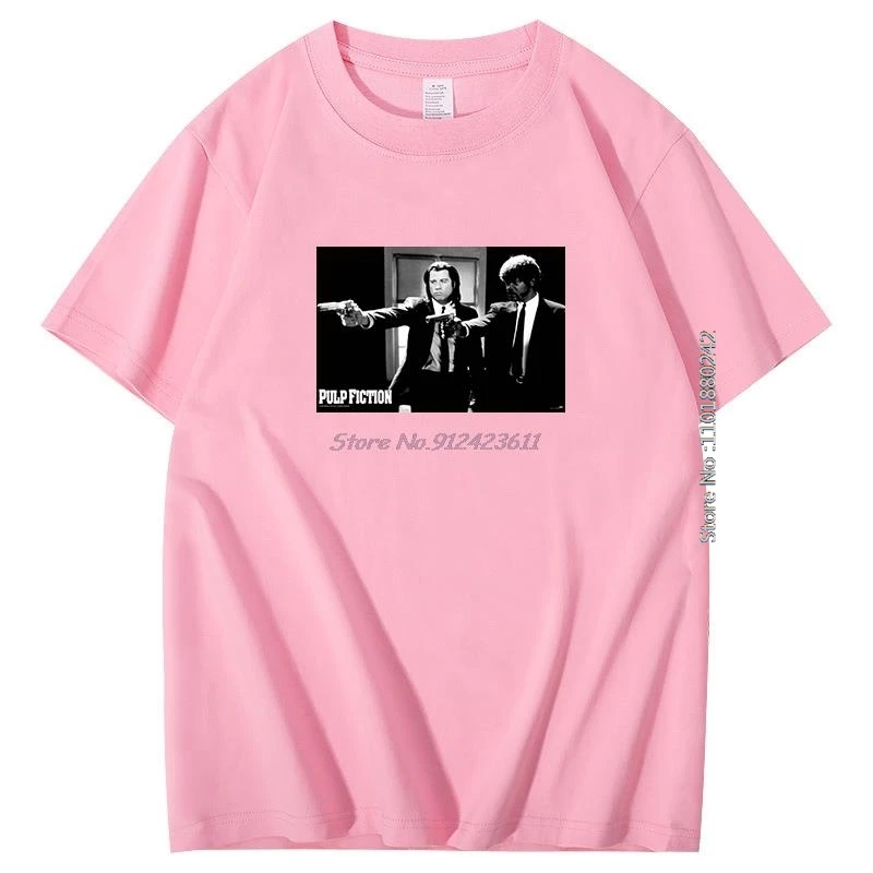 Movie Pulp Fiction John Travolta Fashion graphic t shirts Casual Men T-Shirt Cool Funny Summer men's short sleeve t-shirt