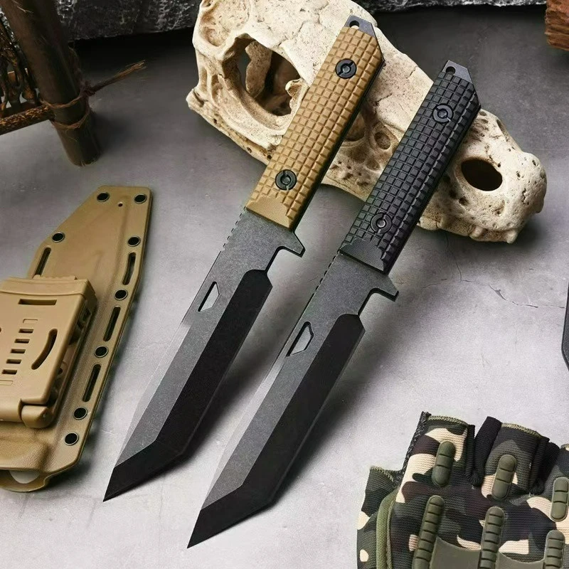 

Strider fixed blade knife with scabbard edc multitool knives utility Daily life at home outdoor Camping bushcraft straight knife