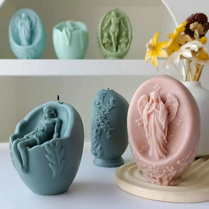 3D Jesus Easter Eggs Candle Silicone Mold DIY Aromatherapy Candle Mould Chocolate Gypsum Epoxy Resin Decoration Gift