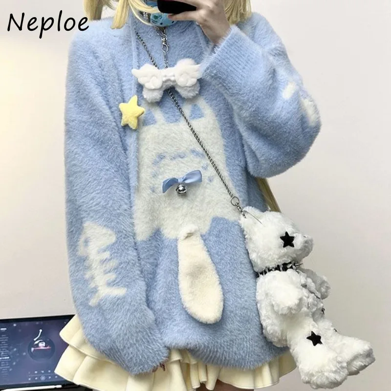 

Neploe Harajuku, толстовка с милым котом, женские топы, осень-зима 2023, новые свитера Mujer Y2k, водонепроницаемые утепленные теплые пуловеры из норки