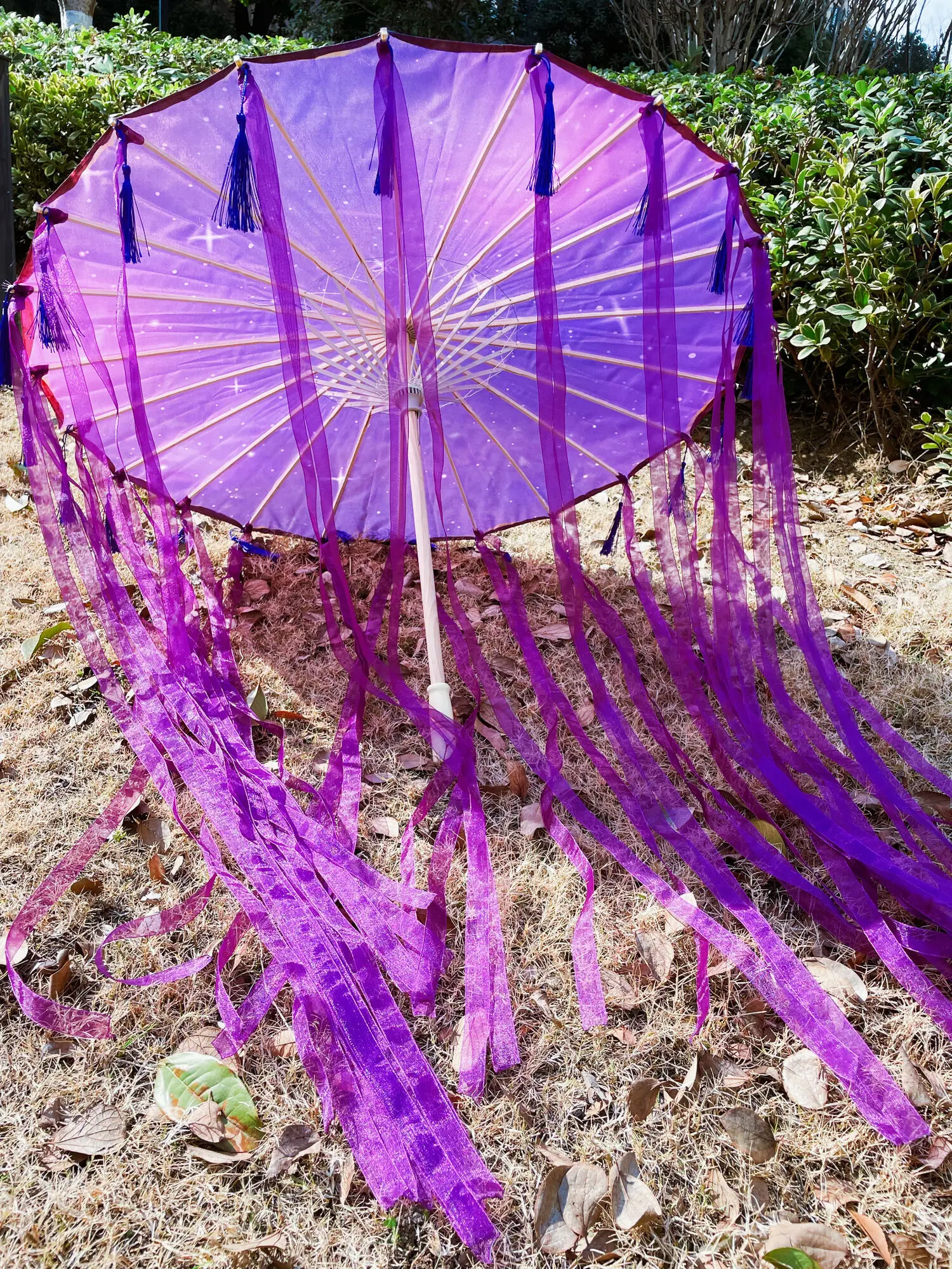 82cm Chinese Dance Performance Lace Umbrella With Fan Classical Hanfu Oil Paper Umbrella Fairy Ancient Parasol Paraguas Inverso