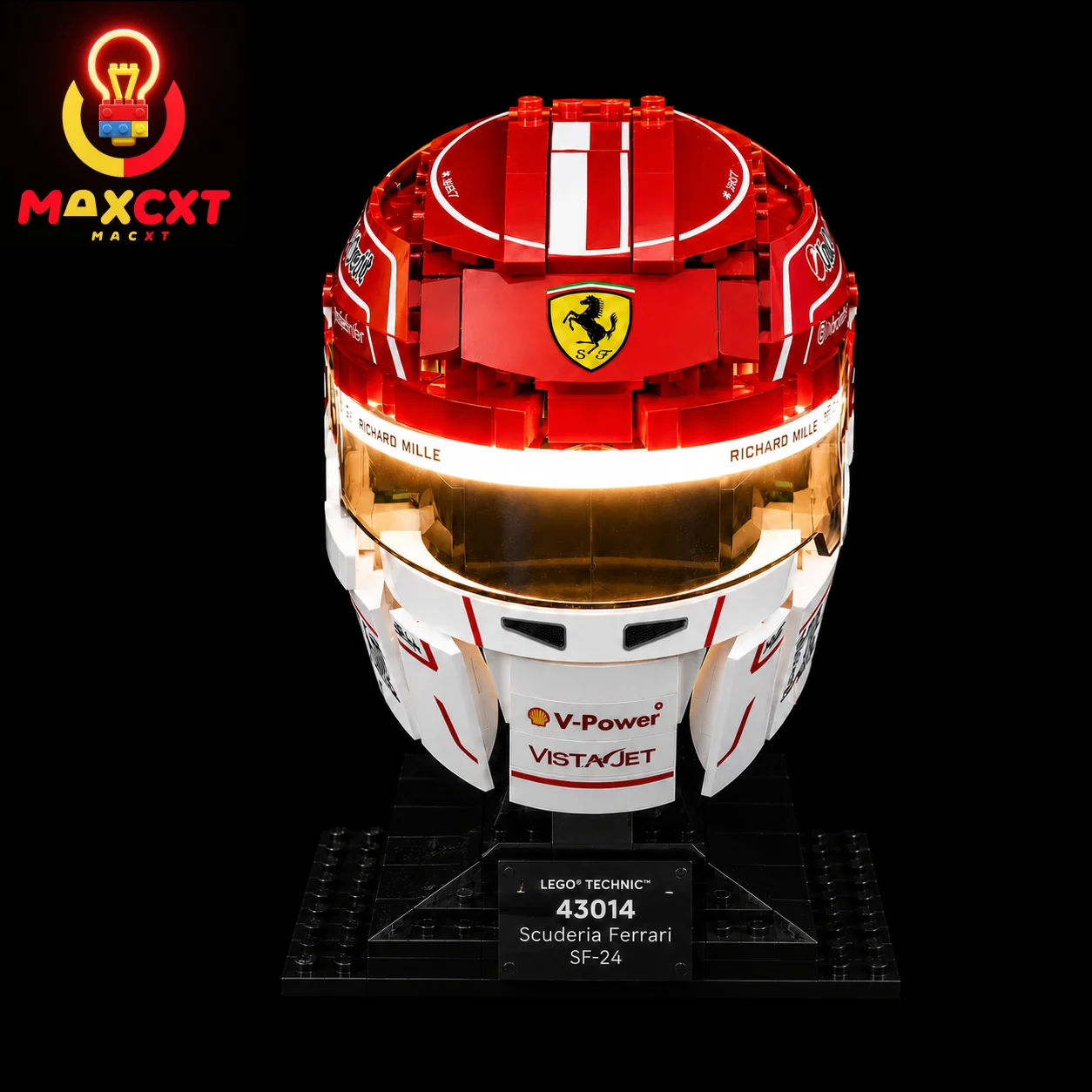 MAXCXT LED Light For LEGO 43014 Ferrari Charles Leclerc Helmet DIY Decorative Lamp Not Include Lego Building Blocks Set ﻿