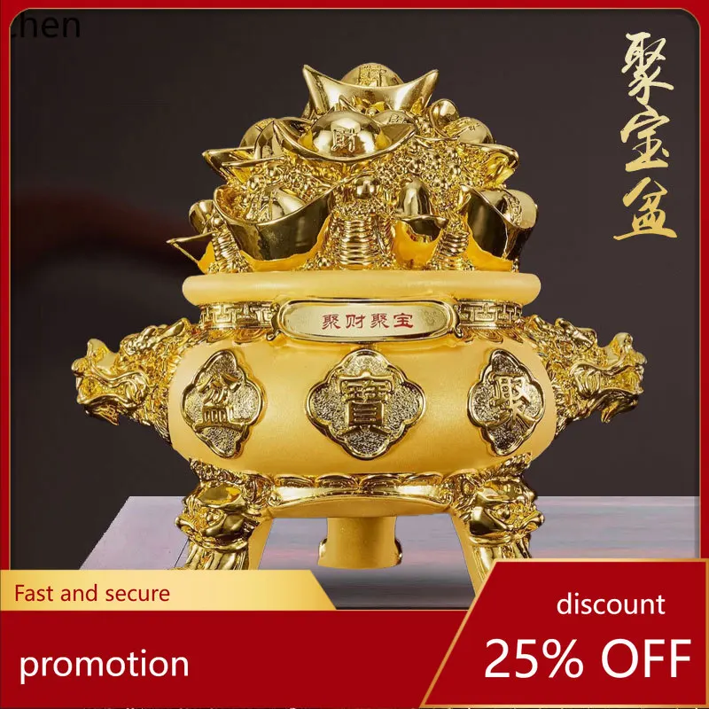 

LXC Gold-Plated Treasure Bowl Ornament High-End Opening Prosperity Housewarming Gift Craft Decoration Supplies
