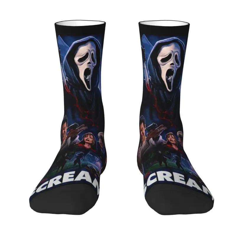 

Fun Printed Horror Movie Killer Socks for Women Men Stretch Summer Autumn Winter Halloween Scream Ghostface Crew Socks