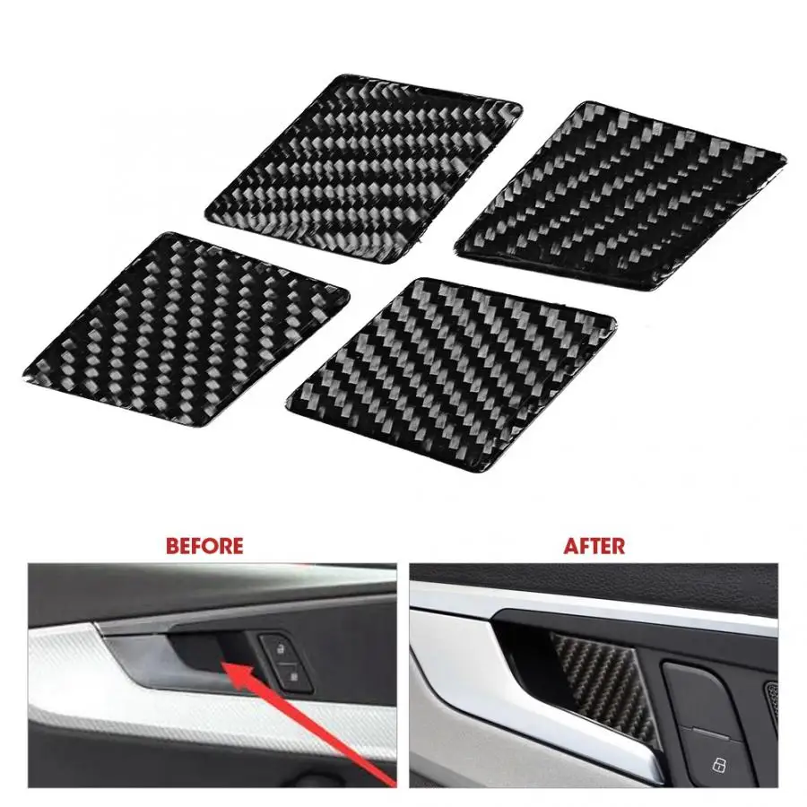 Carbon Fiber Interior Door Bowl Frame Decoration Cover Trim Fits for Audi A4 B9 2017 2018 2019 Left Driving Type