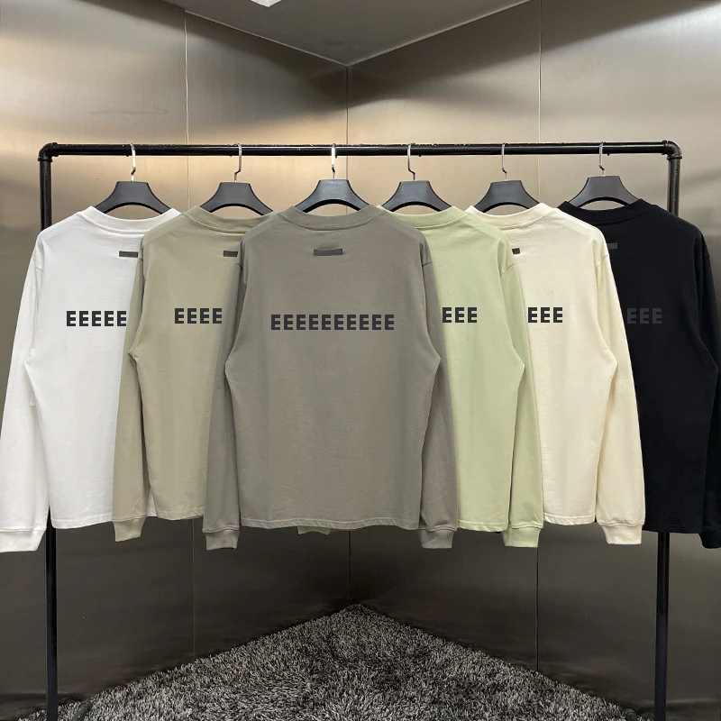 

FW21 Luxury Design Men's Long Sleeve T-shirts Back two rows Silicone Letter Logo Tops Designer Brand High Street Bottom Shirts