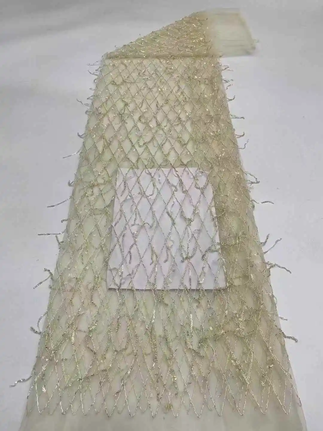 African Beaded Lace Tulle Fabric Heavy Handmade Swiss Sequin Fabric Nigerian Wedding Prom Dress Sew High Quality 2025