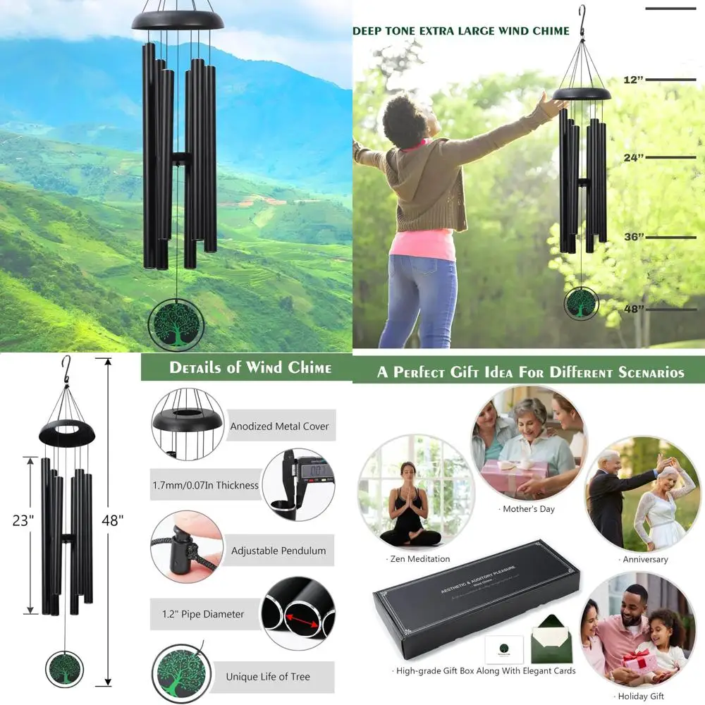 

Large 48-Inch Outdoor Deep Tone Wind Chimes for Porch, Yard, Garden, Patio, Memorial Decorative Wind Chimes
