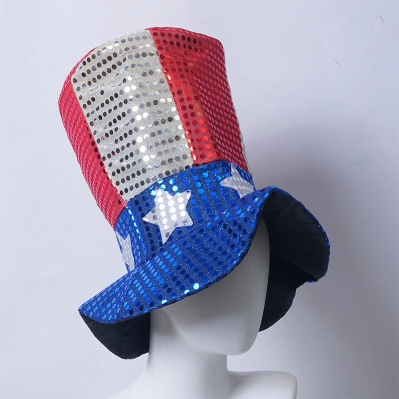 Independence Day Costume Top Hat Carnival Party Festival Celebration Sequins Hat DXAA