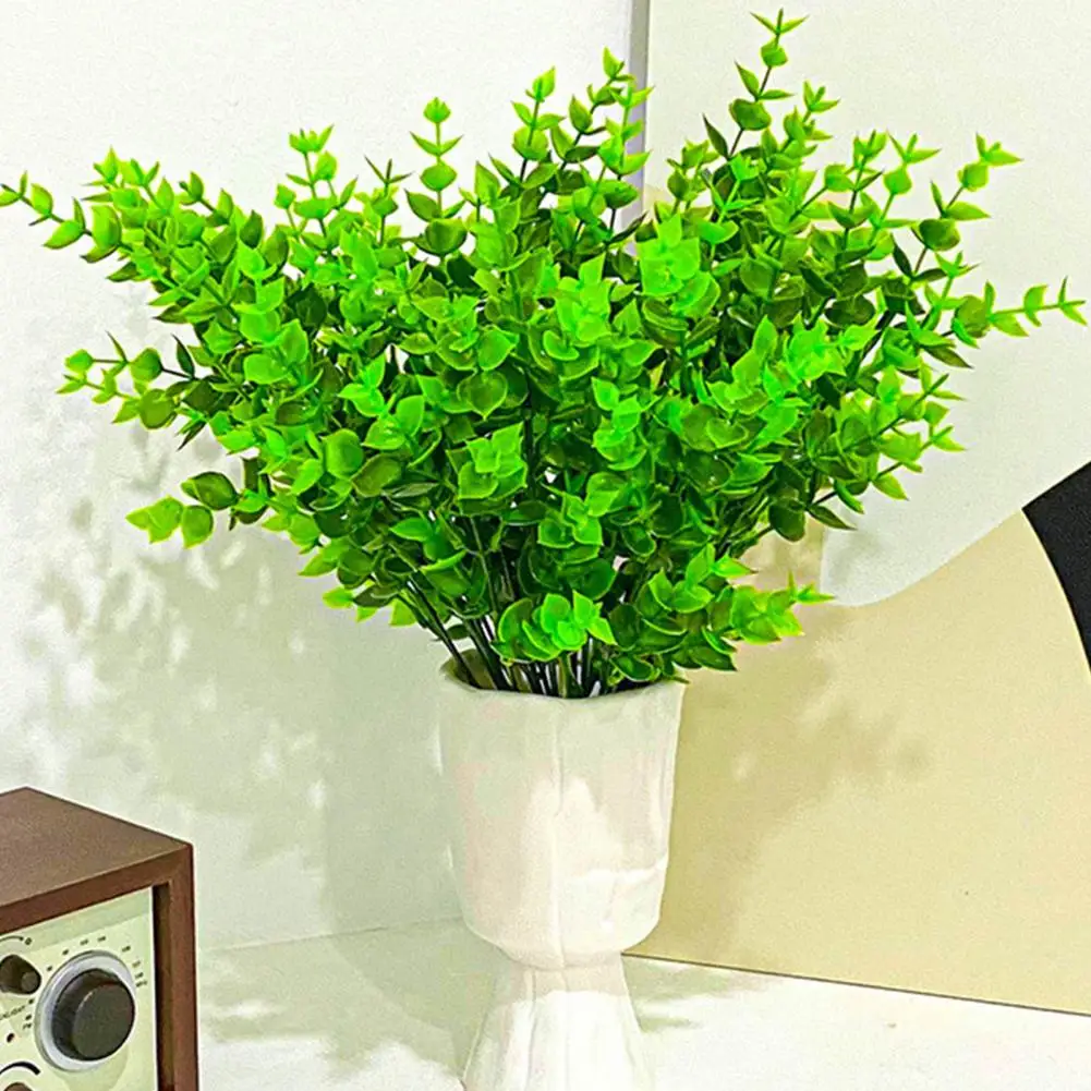 Artificial Flowers Plants Long Stem Plastic Persian Eucalyptus Leaf Fish Herb Home Office Table Centerpieces Garden Decoration