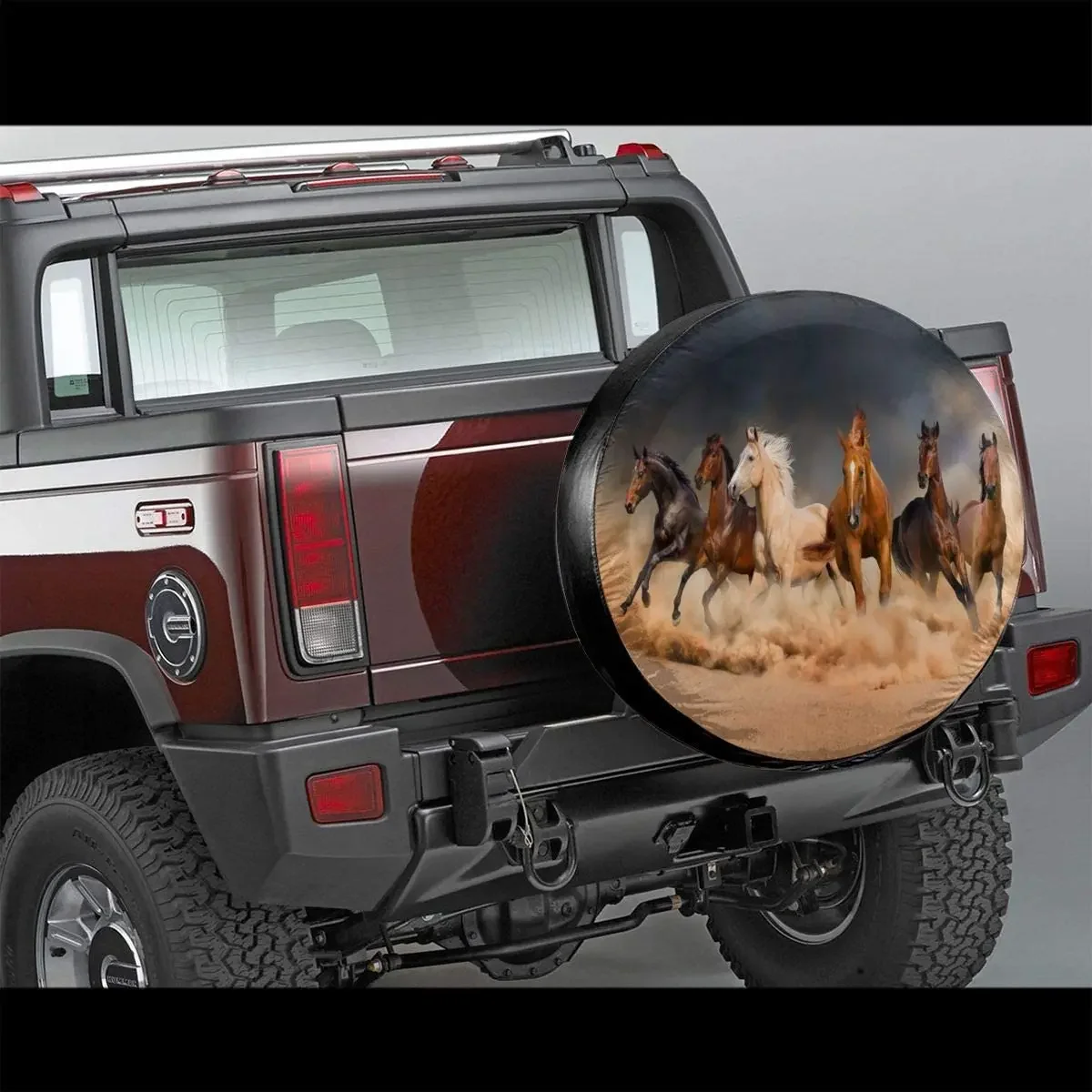 Animals Galloping in The Sand Running Horses Spare Tire Cover Waterproof Dust-Proof UV Sun Wheel Tire Cover Fit